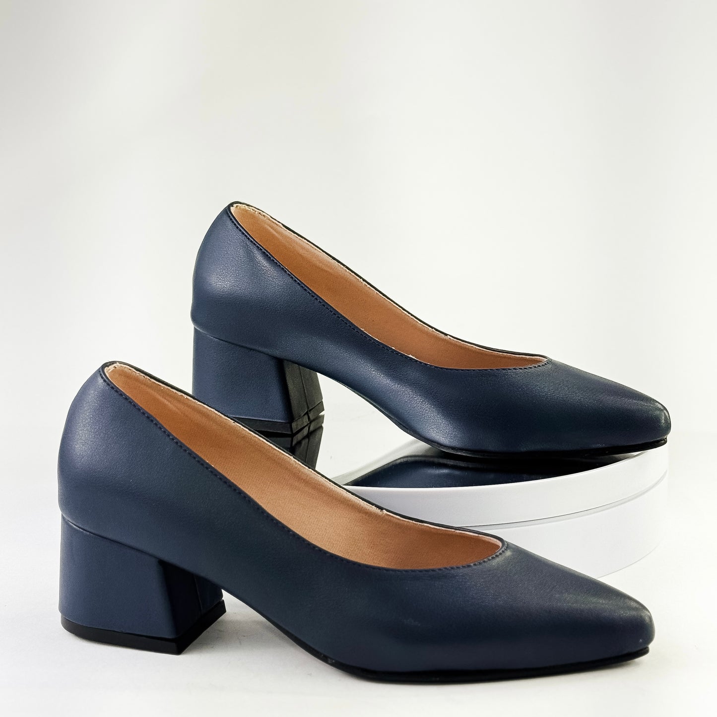 Tacones clásicos de tacón 3.5 cm color azul oscuro para mujer - Milagros Moda