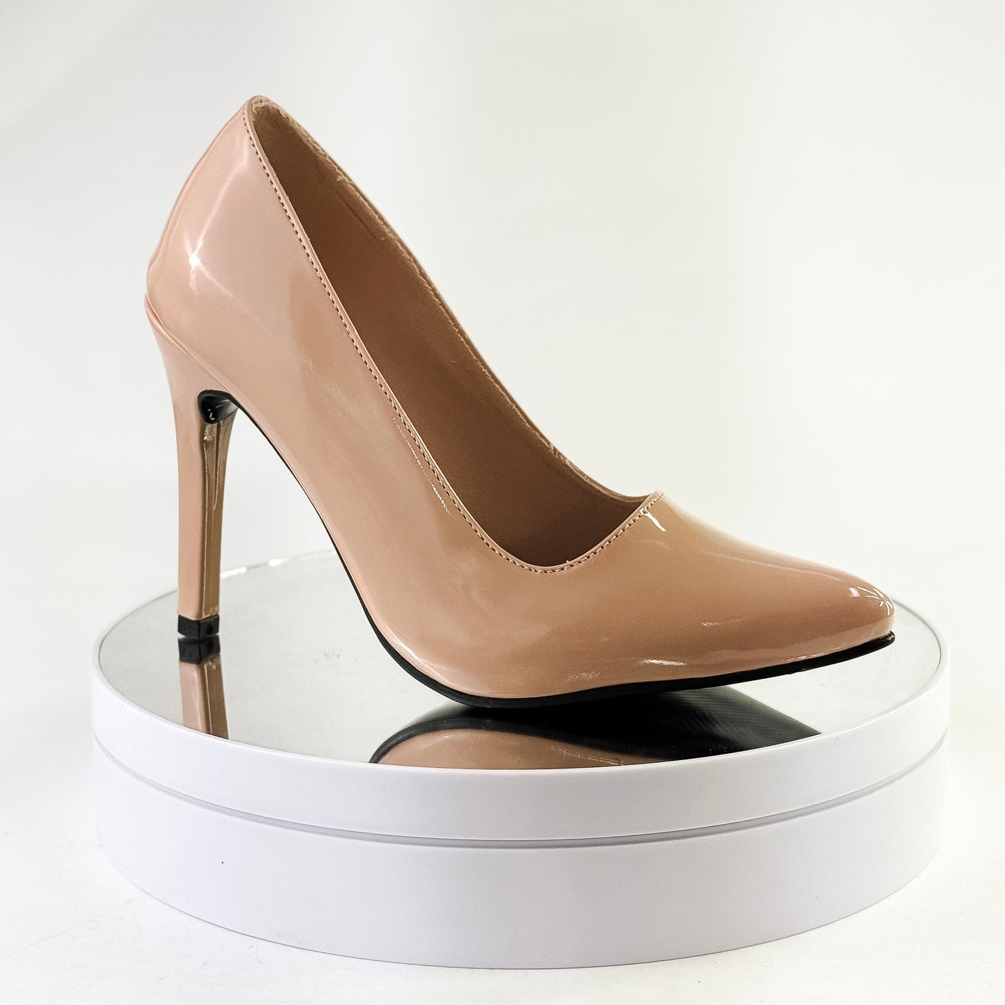 Tacones clásicos punta fina color nude, tacón 9.5 cm para mujer - Milagros Moda