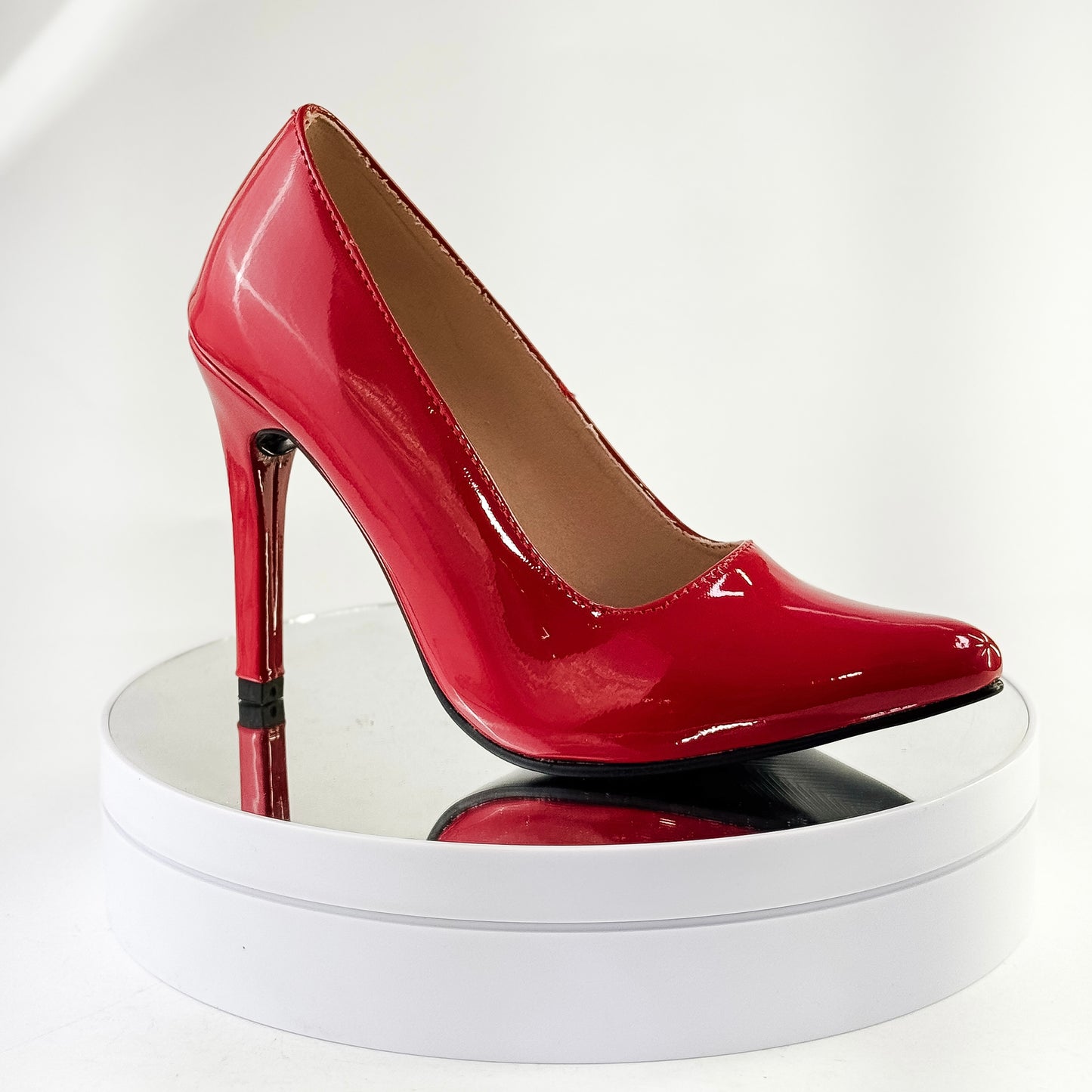 Tacones clásicos punta fina color rojo, tacón 9.5 cm para mujer - Milagros Moda