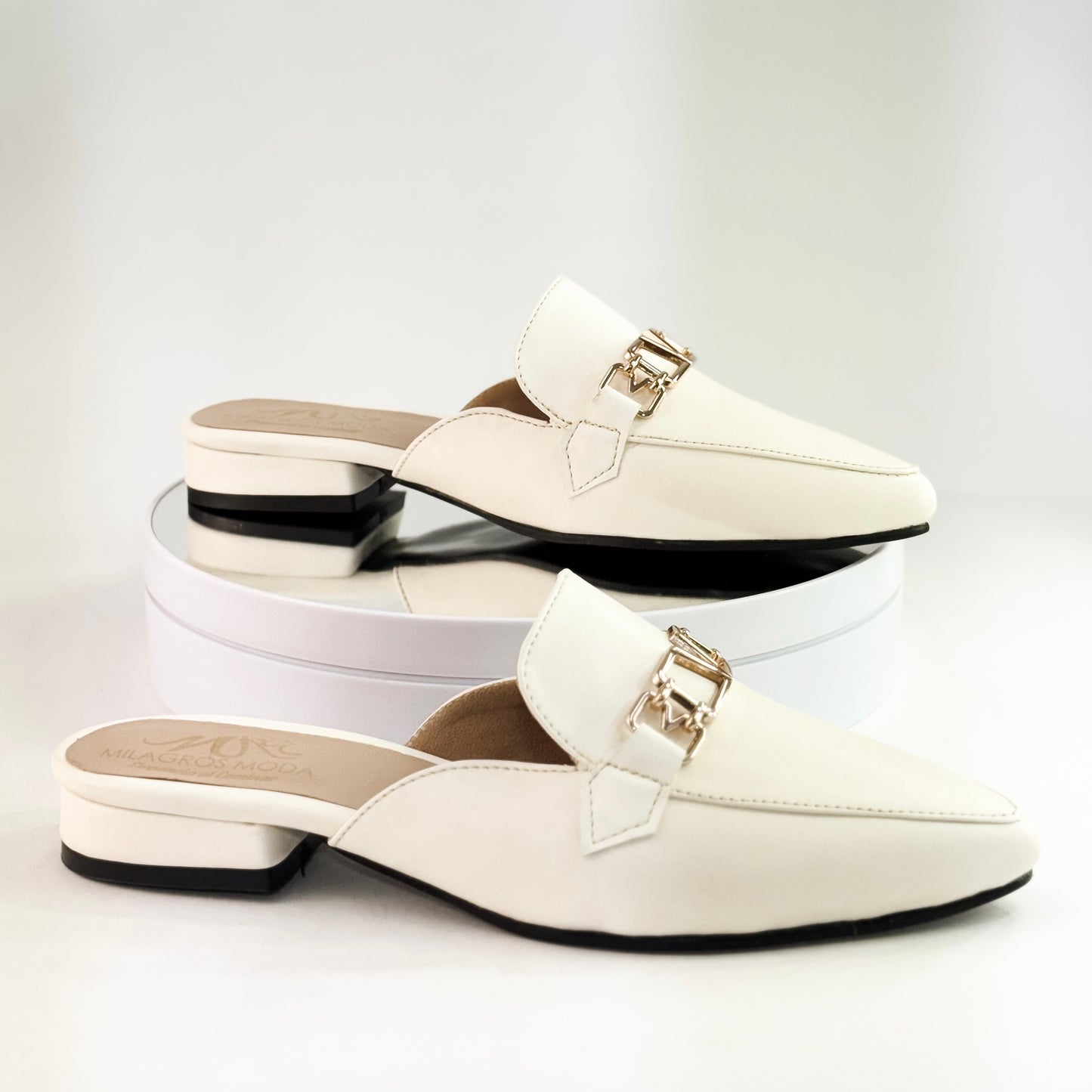 Suecos de tacón 1.5 cm color blanco para mujer - Milagros Moda
