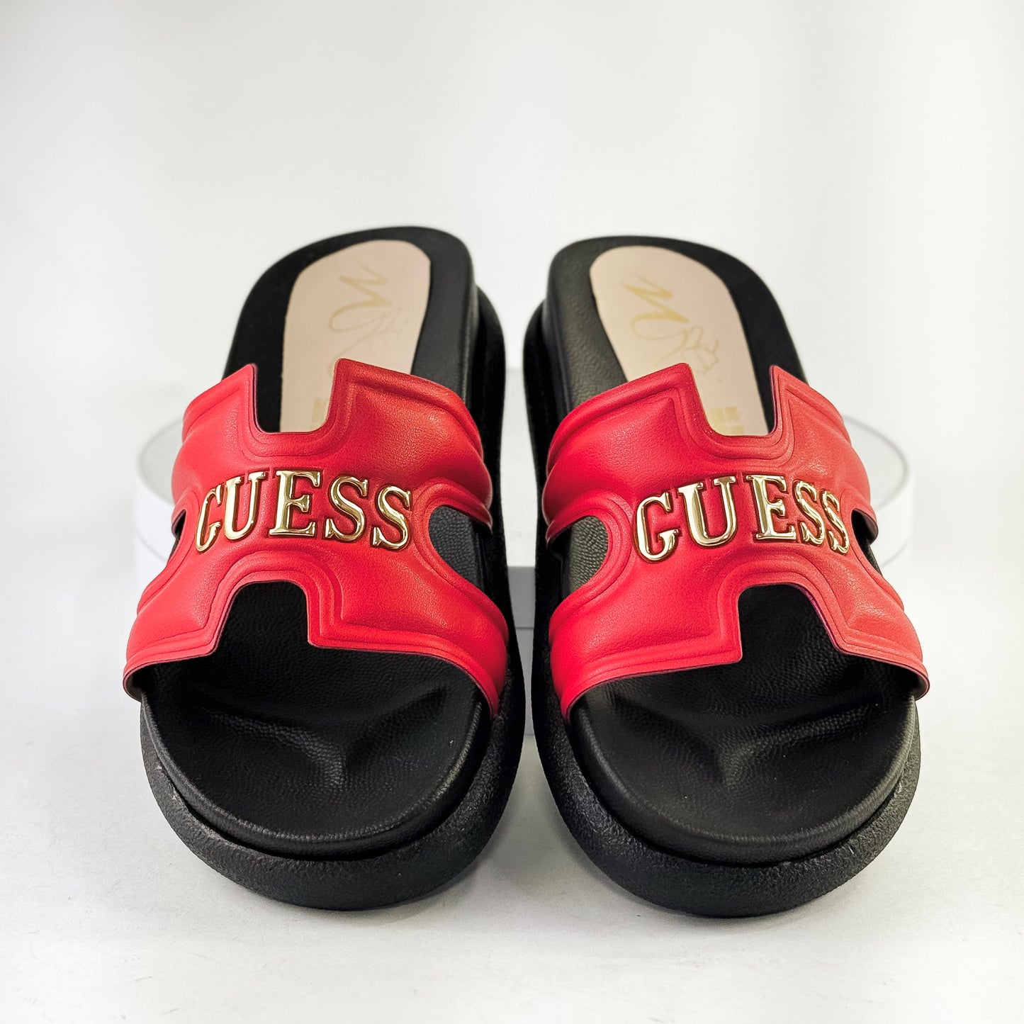 Sandalias planas tipo plataforma con logo Guess para mujer Ref. 0502 rojo