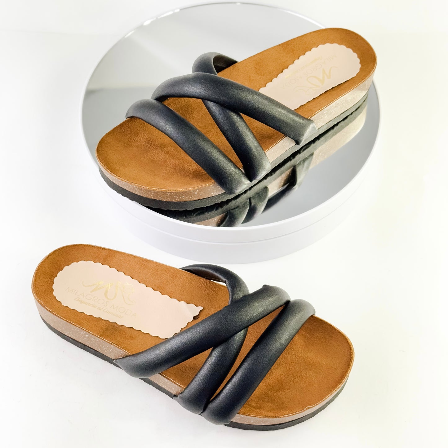 Sandalias planas con tiras cruzadas para mujer Ref. 0528 negro