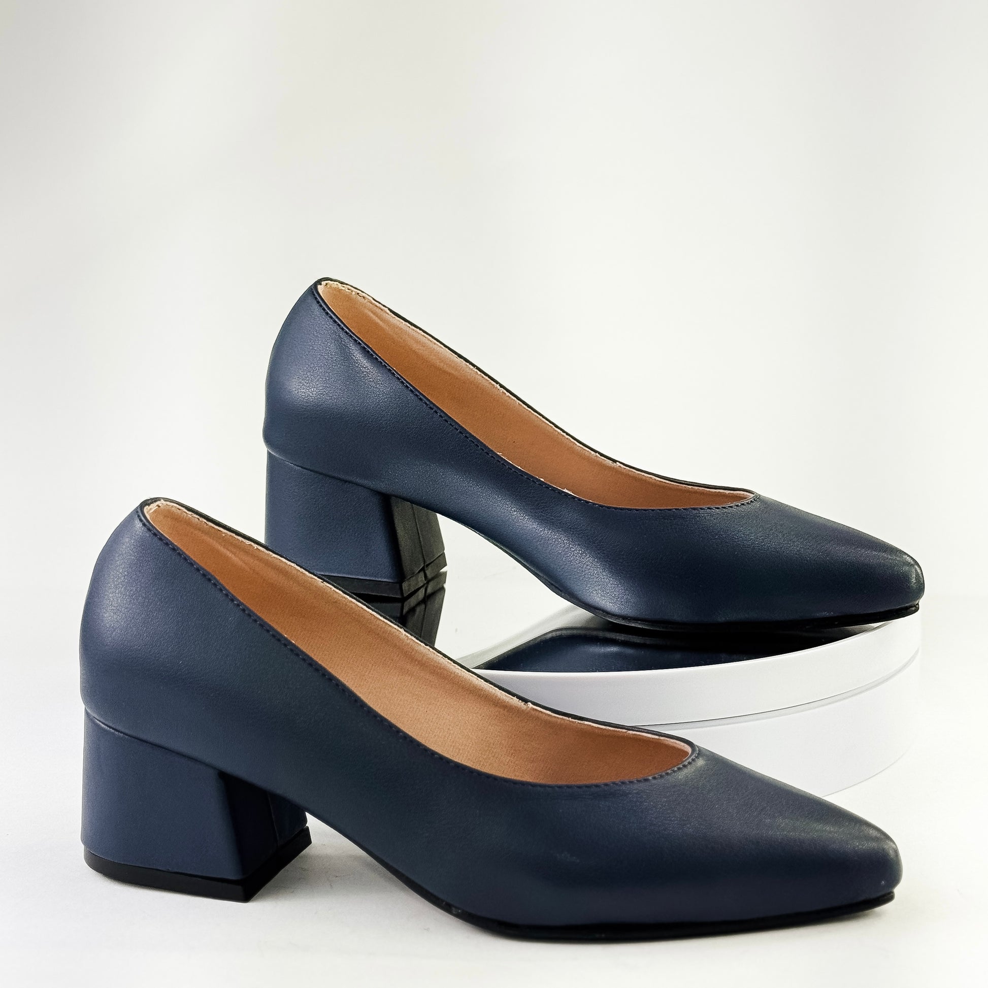Tacones clásicos de tacón 3.5 cm color azul oscuro para mujer - Milagros Moda