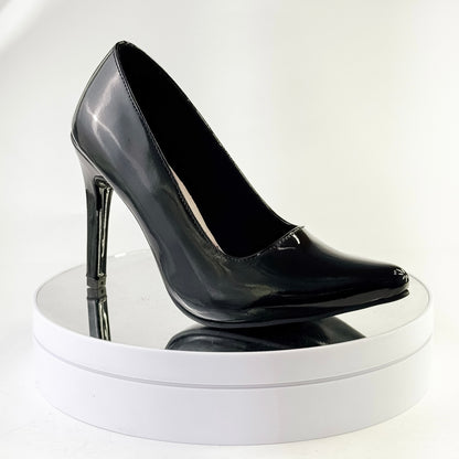 Tacones clásicos punta fina color negro, tacón 9.5 cm para mujer - Milagros Moda