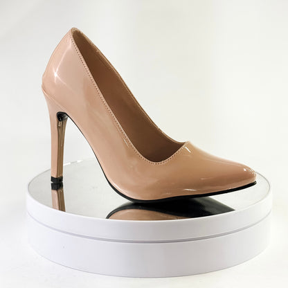 Tacones clásicos punta fina color nude, tacón 9.5 cm para mujer - Milagros Moda
