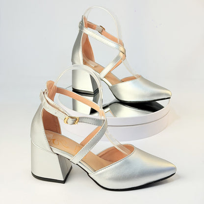 Tacones Plateado Milagros Moda