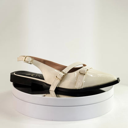 Baletas destalonadas con doble correa cruzada Ref. 1064 blanco