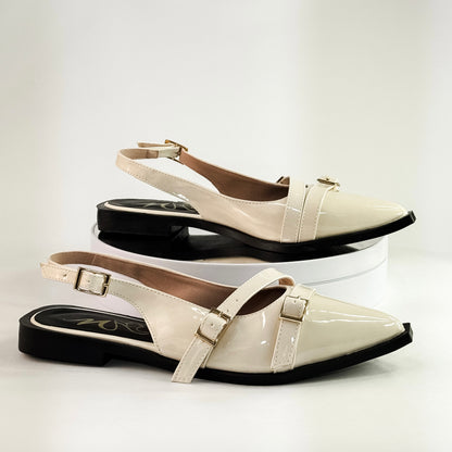 Baletas destalonadas con doble correa cruzada Ref. 1064 blanco