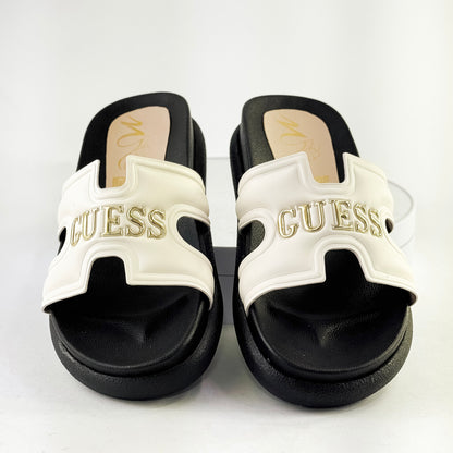 Sandalias planas tipo plataforma con logo Guess para mujer Ref. 0502 blanco