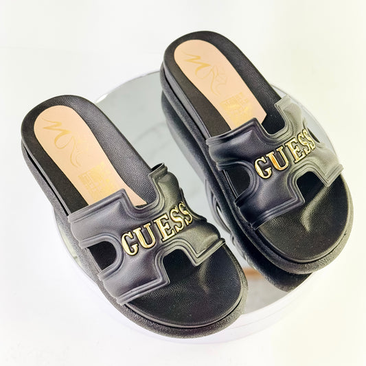 Sandalias planas tipo plataforma con logo Guess para mujer Ref. 0502 negro