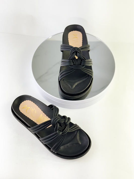 Sandalias planas con nudo decorativo Ref. 0524 negro