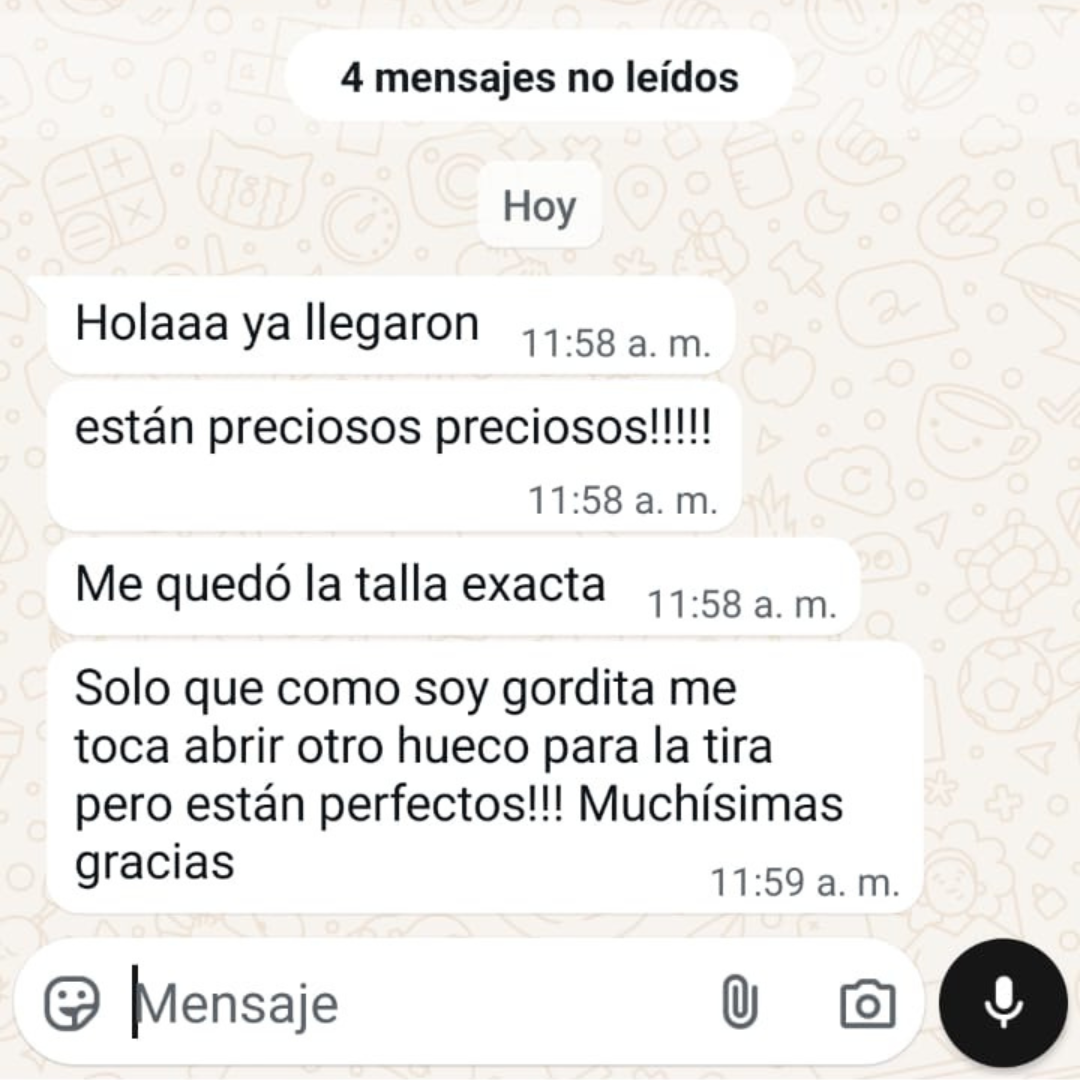 Mensaje de clienta feliz con sus baletas compradas en Milagros Moda